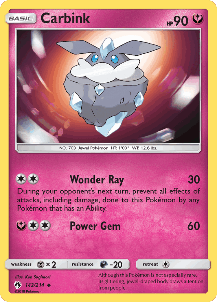 Carbink #143 from Lost Thunder - Uncommon - Illustrated by Ken Sugimori