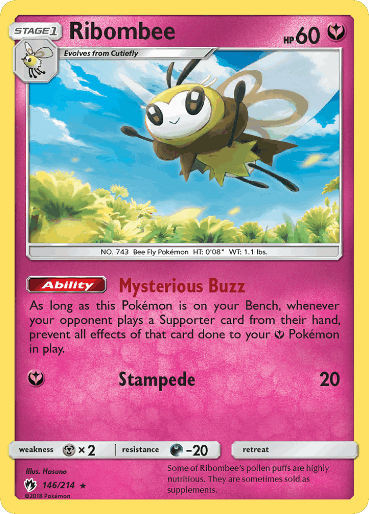 Ribombee #146 from Lost Thunder - Rare - Illustrated by Hasuno