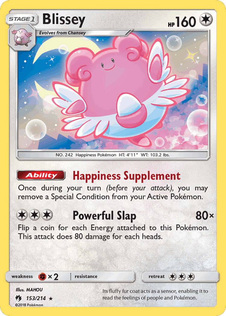 Blissey #153 from Lost Thunder - Rare Holo - Illustrated by MAHOU