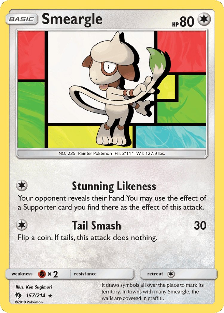 Smeargle #157 from Lost Thunder - Rare - Illustrated by Ken Sugimori