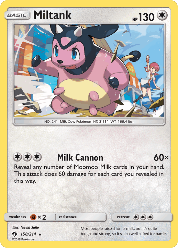 Miltank #158 from Lost Thunder - Rare - Illustrated by Naoki Saito