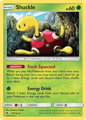 Shuckle #16 from Lost Thunder - Uncommon - Illustrated by Masakazu Fukuda