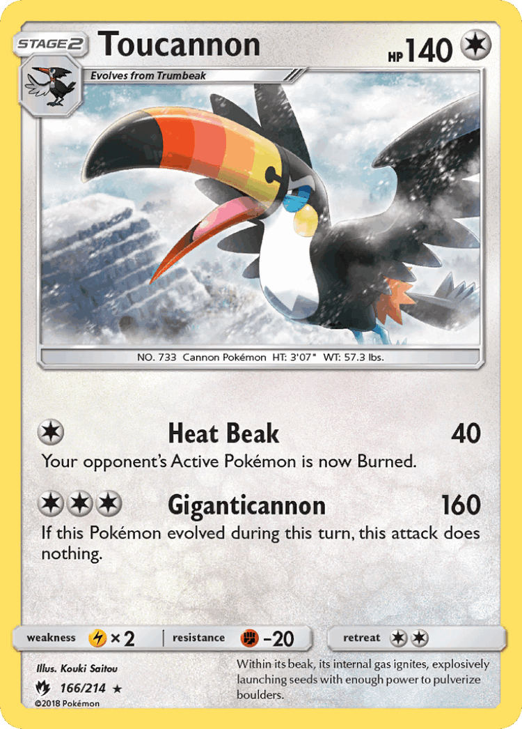 Toucannon #166 from Lost Thunder - Rare - Illustrated by Kouki Saitou