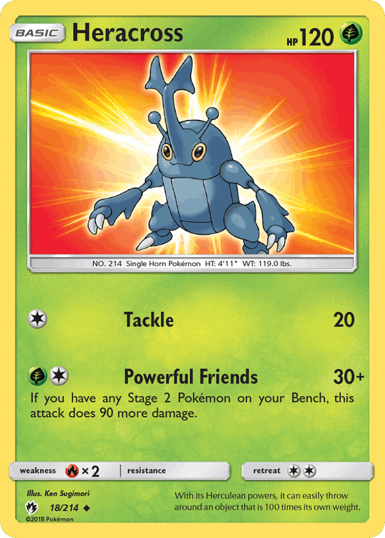 Heracross #18 from Lost Thunder - Uncommon - Illustrated by Ken Sugimori
