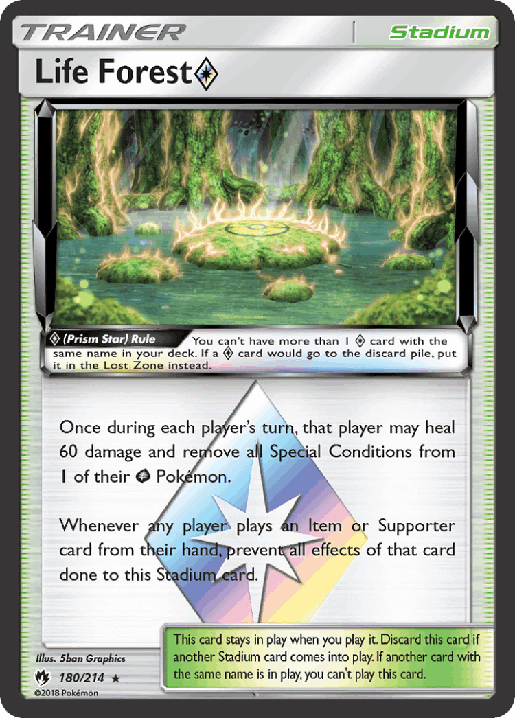 Life Forest ◇ #180 from Lost Thunder - Rare Prism Star - Illustrated by 5ban Graphics