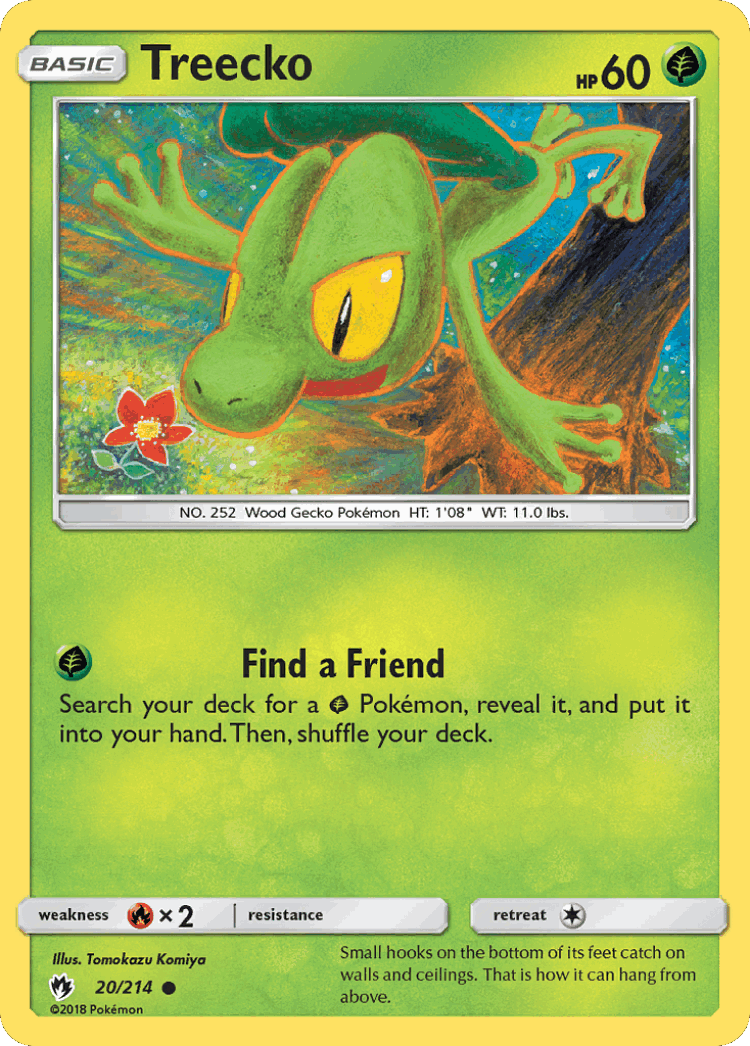 Treecko #20 from Lost Thunder - Common - Illustrated by Tomokazu Komiya