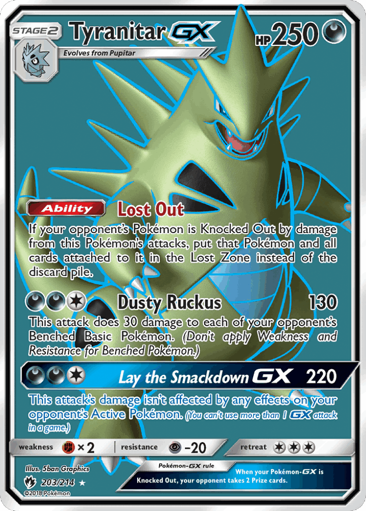 Tyranitar-GX #203 from Lost Thunder - Rare Ultra - Illustrated by 5ban Graphics