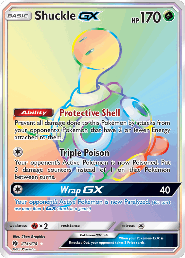 Shuckle-GX #215 from Lost Thunder - Rare Rainbow - Illustrated by 5ban Graphics