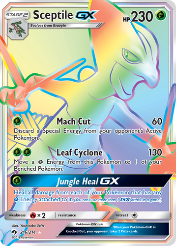 Sceptile-GX #216 from Lost Thunder - Rare Rainbow - Illustrated by Yoshinobu Saito