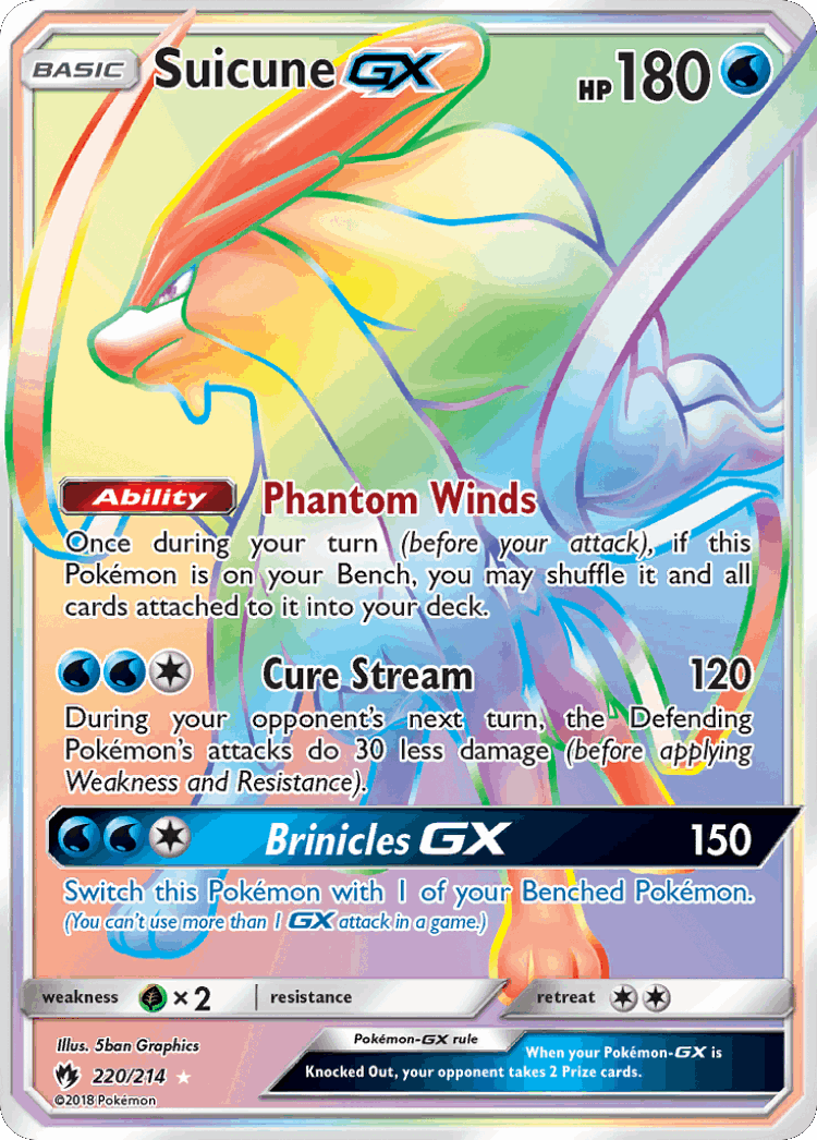 Suicune-GX #220 from Lost Thunder - Rare Rainbow - Illustrated by 5ban Graphics