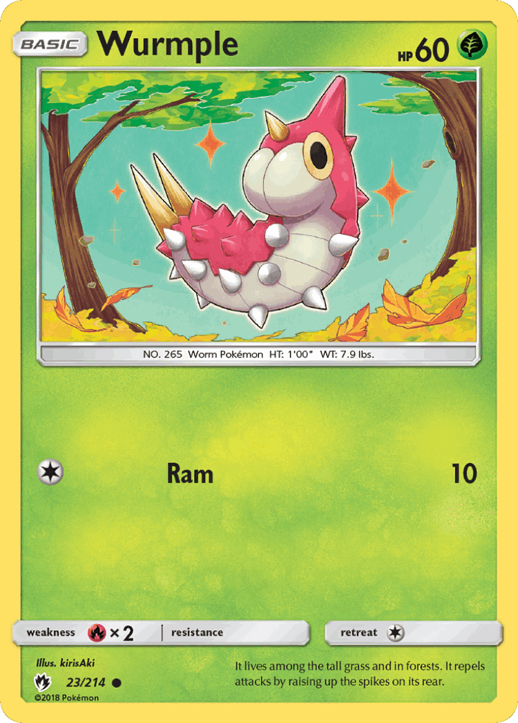 Wurmple #23 from Lost Thunder - Common - Illustrated by kirisAki