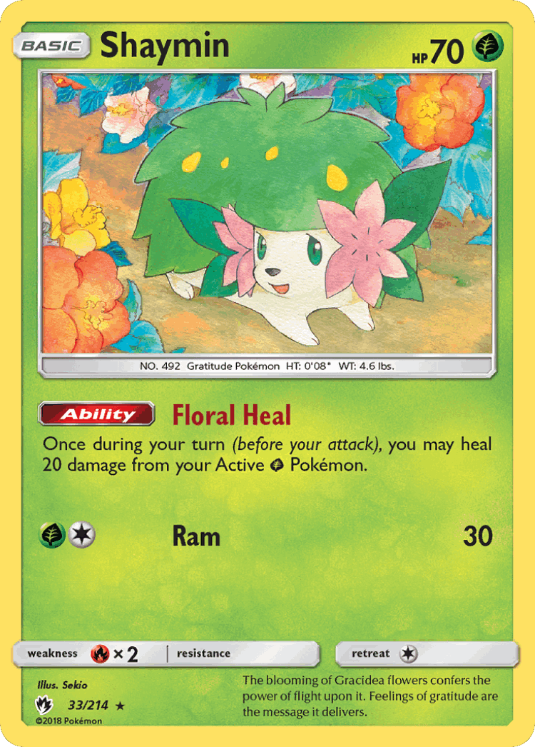 Shaymin #33 from Lost Thunder - Rare Holo - Illustrated by Sekio