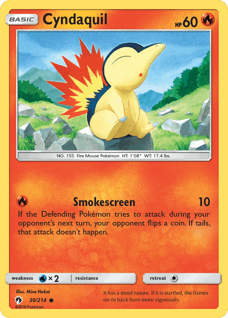 Cyndaquil #39 from Lost Thunder - Common - Illustrated by Mina Nakai