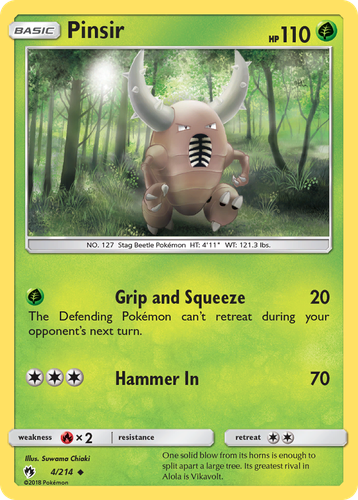 Pinsir #4 from Lost Thunder - Uncommon - Illustrated by Suwama Chiaki