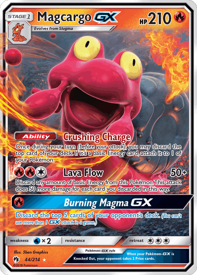 Magcargo-GX #44 from Lost Thunder - Rare Holo GX - Illustrated by 5ban Graphics