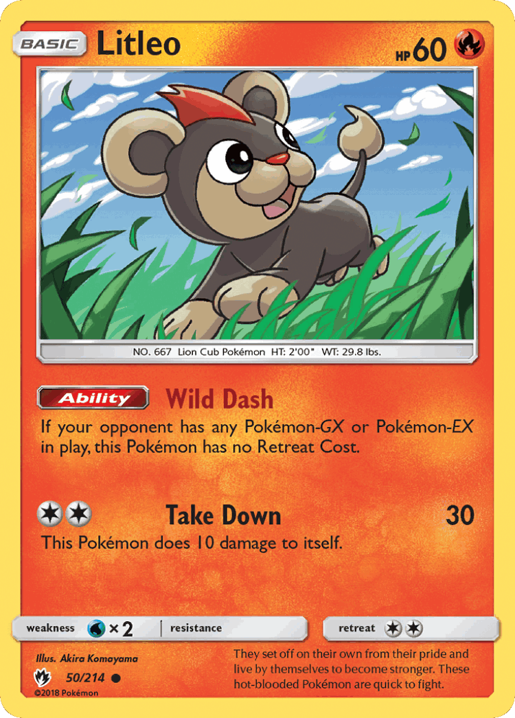 Litleo #50 from Lost Thunder - Common - Illustrated by Akira Komayama