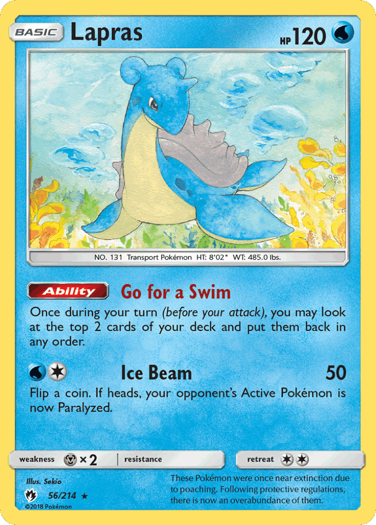 Lapras #56 from Lost Thunder - Rare - Illustrated by Sekio