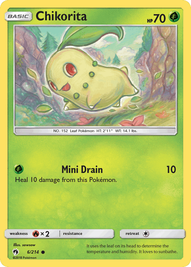 Chikorita #6 from Lost Thunder - Common - Illustrated by sowsow