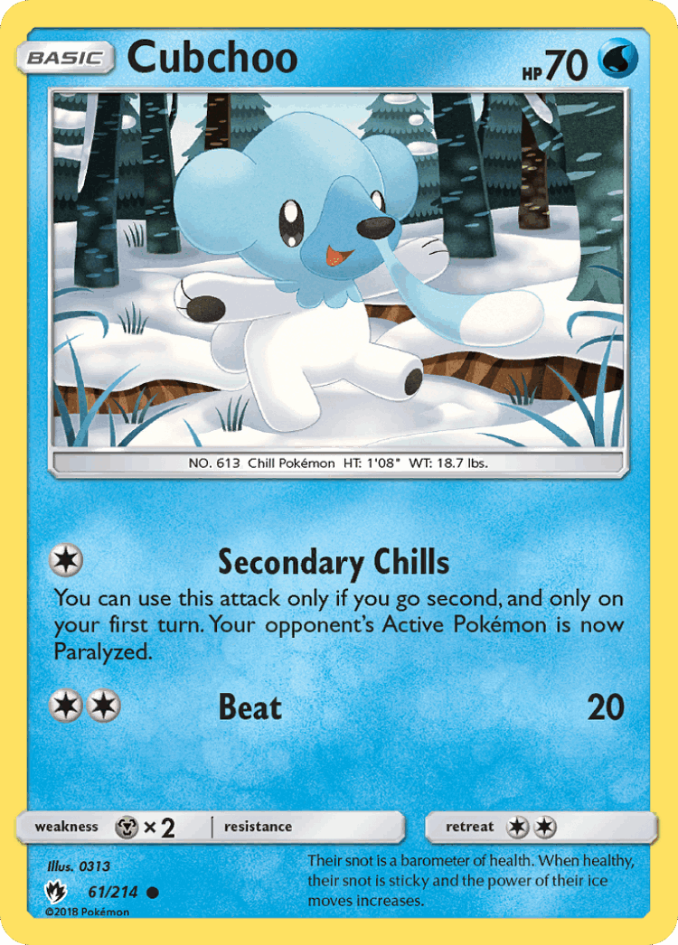 Cubchoo #61 from Lost Thunder - Common - Illustrated by 0313