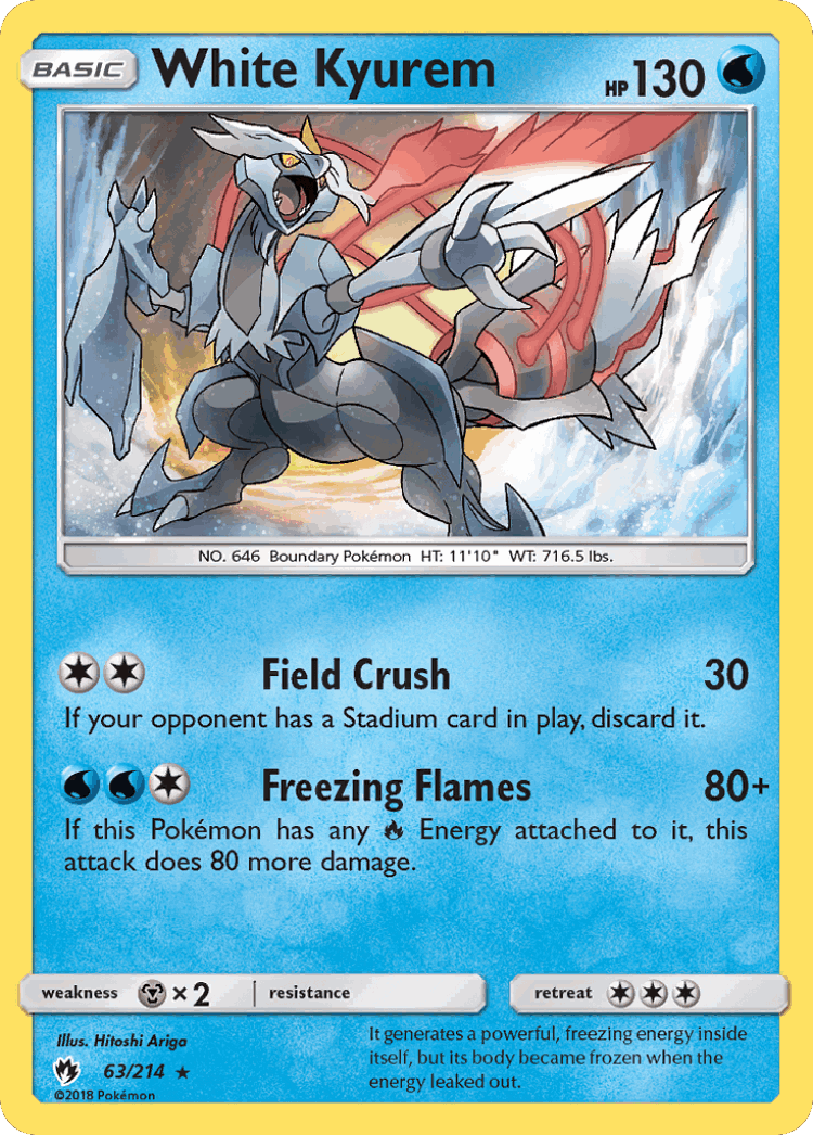 White Kyurem #63 from Lost Thunder - Rare Holo - Illustrated by Hitoshi Ariga