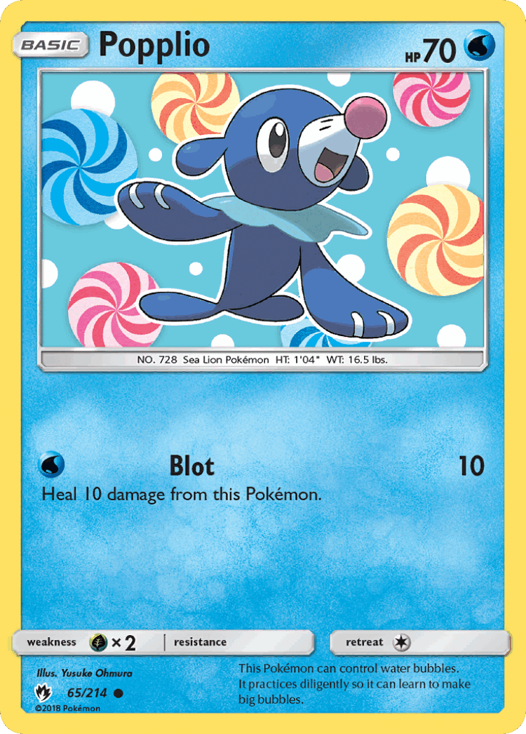 Popplio #65 from Lost Thunder - Common - Illustrated by Yusuke Ohmura