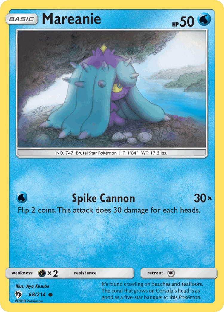 Mareanie #68 from Lost Thunder - Common - Illustrated by Aya Kusube