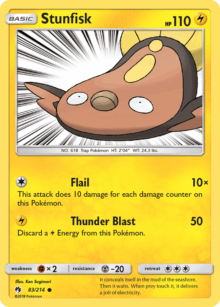 Stunfisk #83 from Lost Thunder - Common - Illustrated by Ken Sugimori