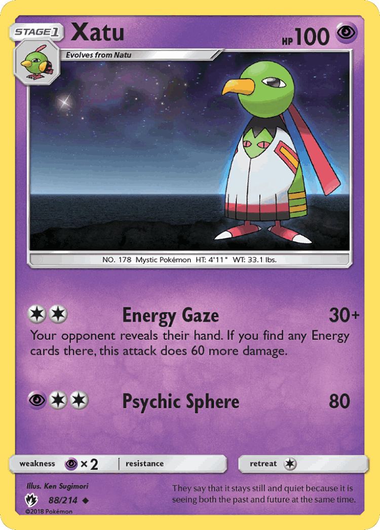 Xatu #88 from Lost Thunder - Uncommon - Illustrated by Ken Sugimori