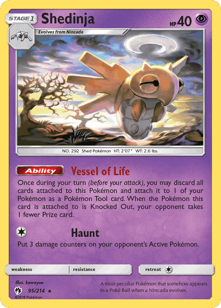 Shedinja #95 from Lost Thunder - Rare - Illustrated by kawayoo