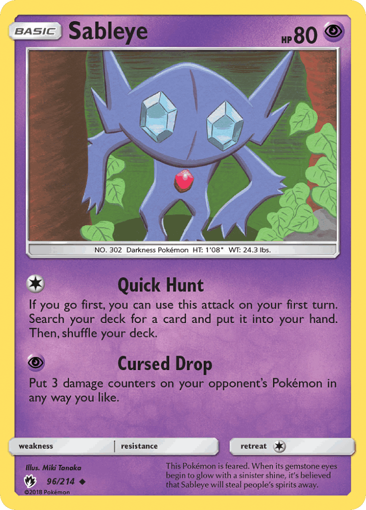 Sableye #96 from Lost Thunder - Uncommon - Illustrated by Miki Tanaka