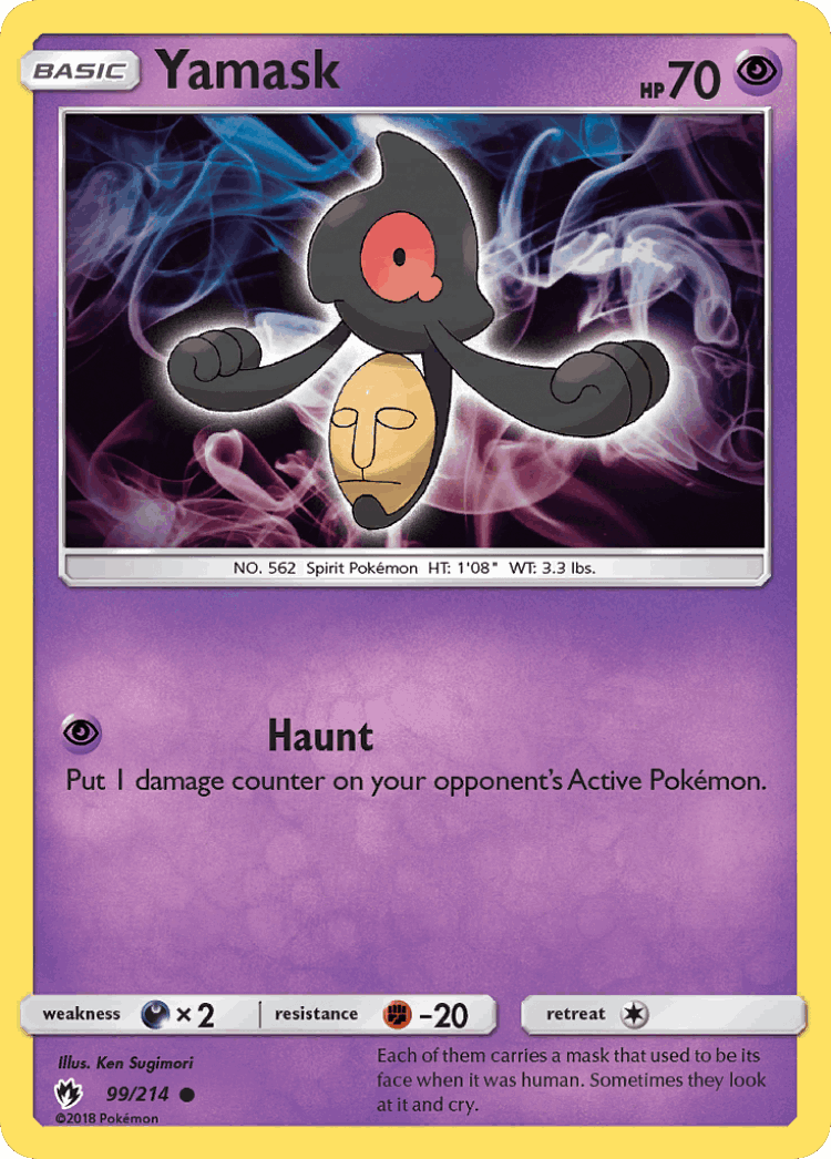 Yamask #99 from Lost Thunder - Common - Illustrated by Ken Sugimori