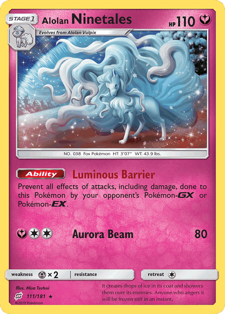 Alolan Ninetales #111 from Team Up - Rare Holo - Illustrated by Misa Tsutsui