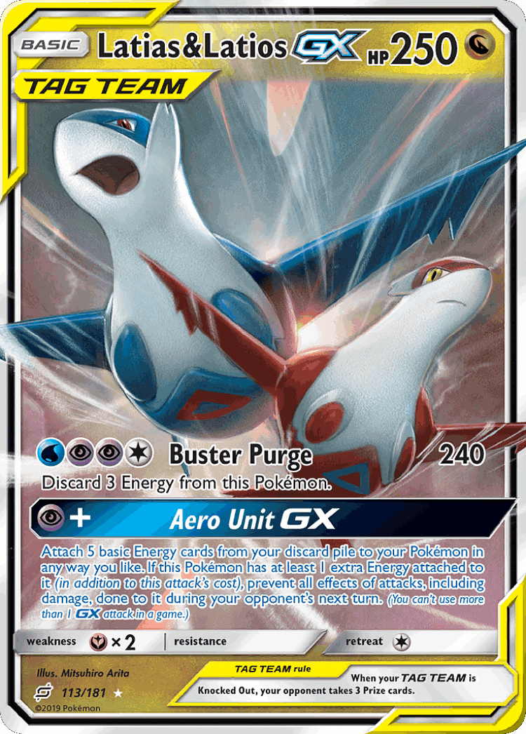 Latias & Latios-GX #113 from Team Up - Rare Holo GX - Illustrated by Mitsuhiro Arita