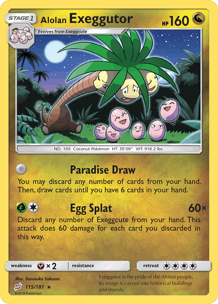 Alolan Exeggutor #115 from Team Up - Rare - Illustrated by Sanosuke Sakuma