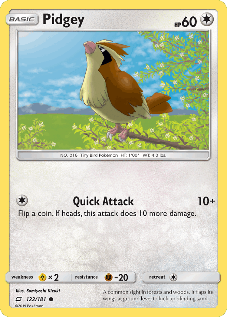 Pidgey #122 from Team Up - Common - Illustrated by Sumiyoshi Kizuki