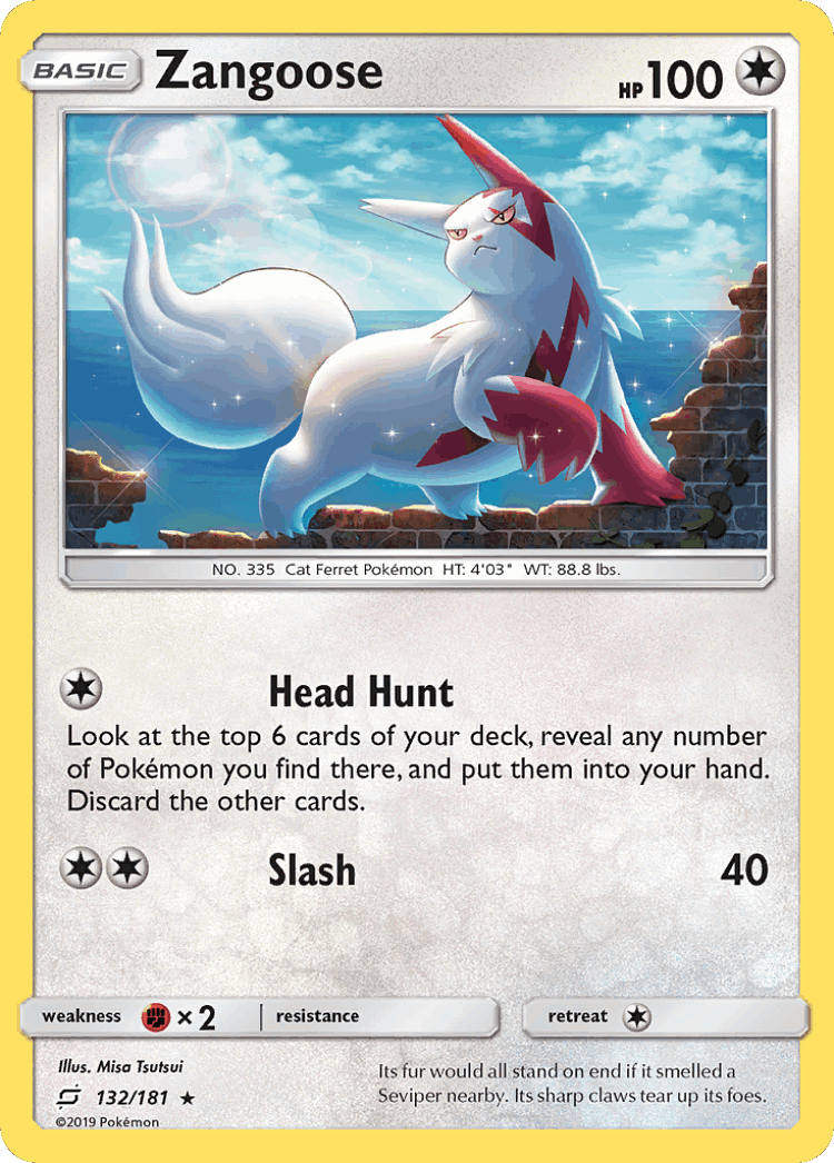 Zangoose #132 from Team Up - Rare Holo - Illustrated by Misa Tsutsui