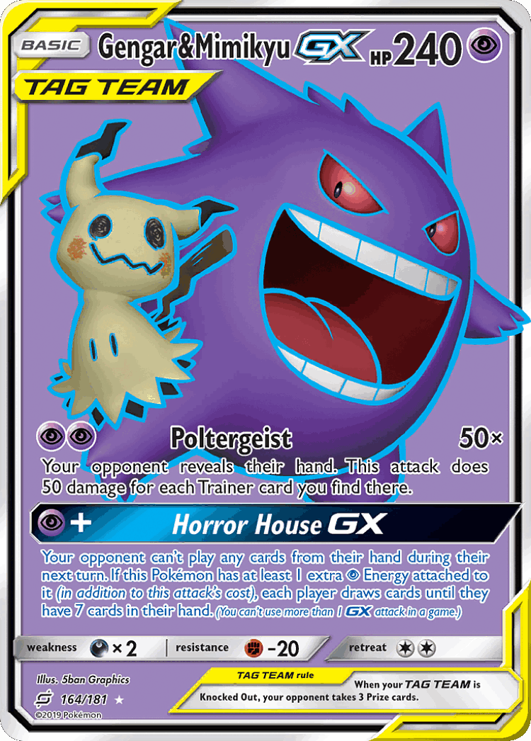Gengar & Mimikyu-GX #164 from Team Up - Rare Ultra - Illustrated by 5ban Graphics