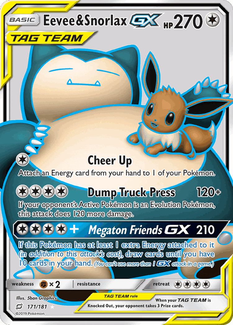 Eevee & Snorlax-GX #171 from Team Up - Rare Ultra - Illustrated by 5ban Graphics