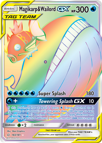 Magikarp & Wailord-GX #183 from Team Up - Rare Rainbow - Illustrated by 5ban Graphics