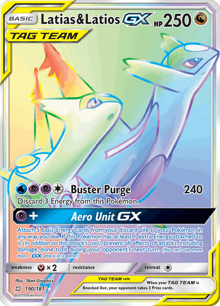 Latias & Latios-GX #190 from Team Up - Rare Rainbow - Illustrated by 5ban Graphics