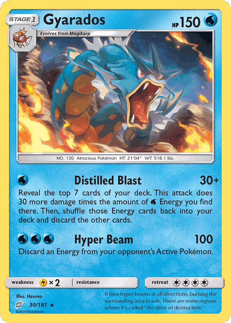 Gyarados #30 from Team Up - Rare Holo - Illustrated by Hasuno
