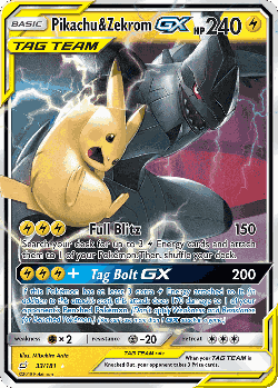Pikachu & Zekrom-GX card art
