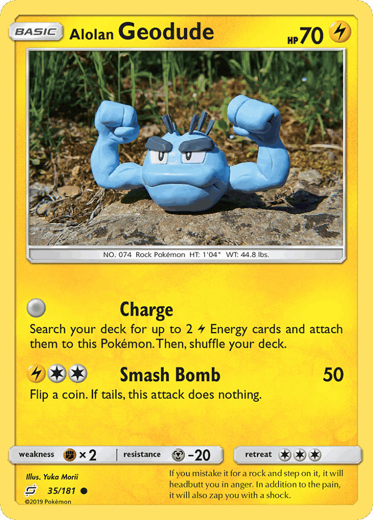 Alolan Geodude #35 from Team Up - Common - Illustrated by Yuka Morii