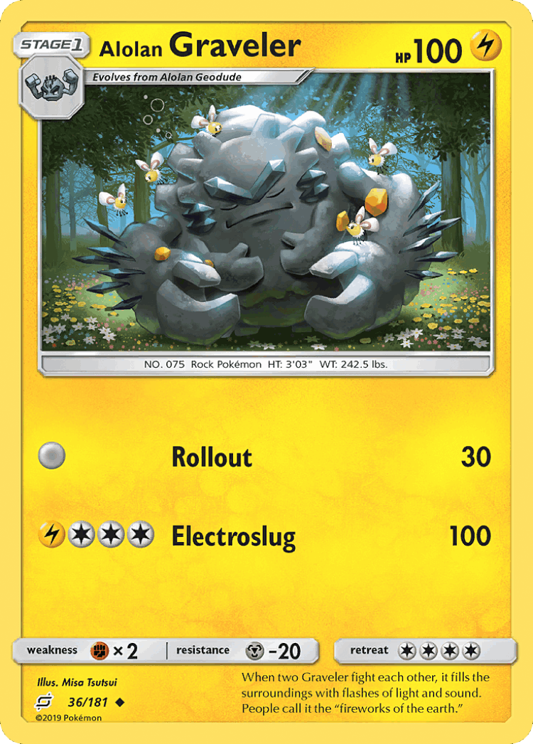 Alolan Graveler #36 from Team Up - Uncommon - Illustrated by Misa Tsutsui