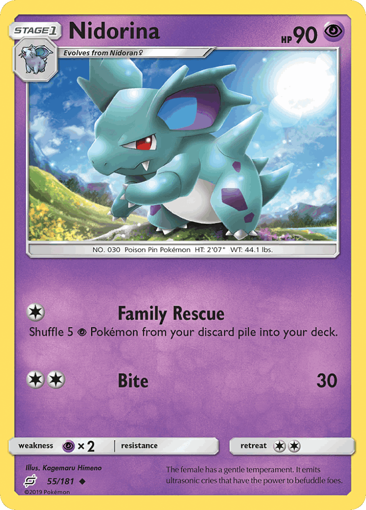 Nidorina #55 from Team Up - Uncommon - Illustrated by Kagemaru Himeno