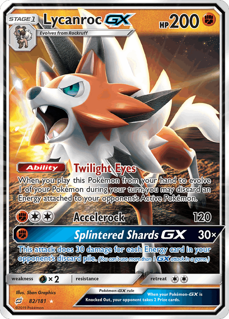 Lycanroc-GX #82 from Team Up - Rare Holo GX - Illustrated by 5ban Graphics