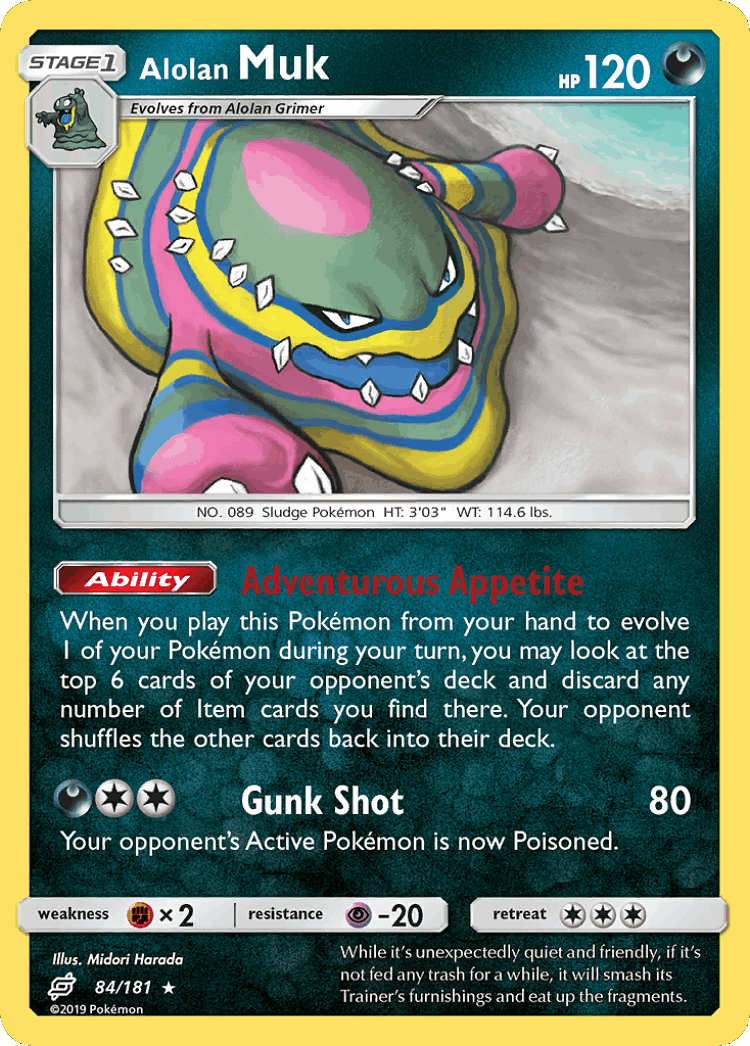 Alolan Muk #84 from Team Up - Rare - Illustrated by Midori Harada