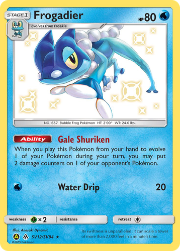 Frogadier #12 from Hidden Fates Shiny Vault - Rare Shiny - Illustrated by Anesaki Dynamic