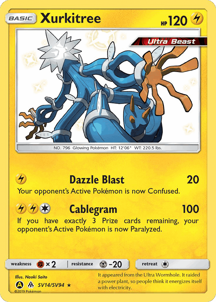 Xurkitree #14 from Hidden Fates Shiny Vault - Rare Shiny - Illustrated by Naoki Saito