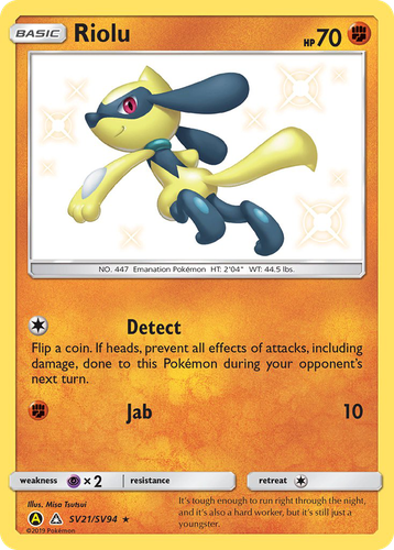 Riolu #21 from Hidden Fates Shiny Vault - Rare Shiny - Illustrated by Misa Tsutsui